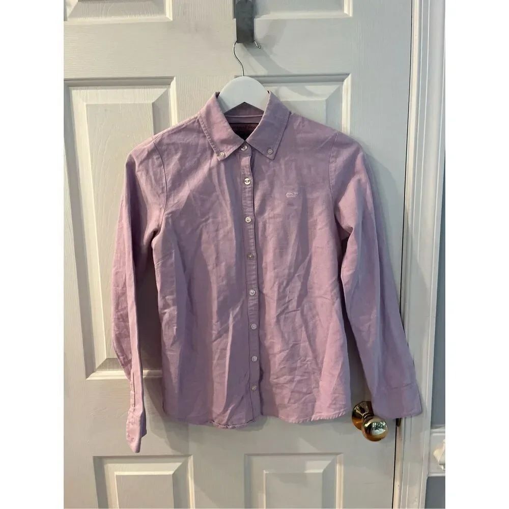 Vineyard Vines Lavender Fitted Button Down Oxford Shirt sz 0 EUC